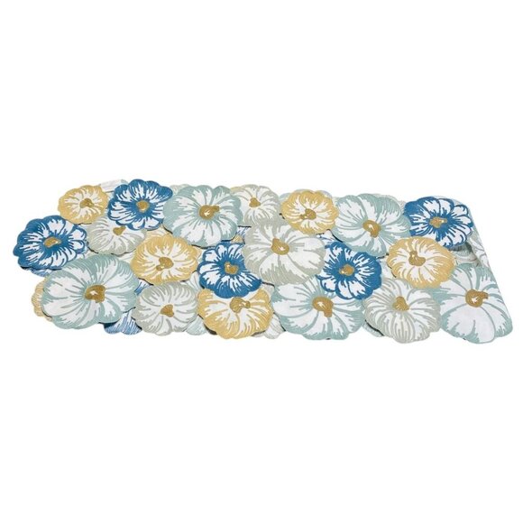 Floral Embroidered Table Runner Flowers Cut Out Summer Spring Decor 70"x14" - Picture 2 of 4